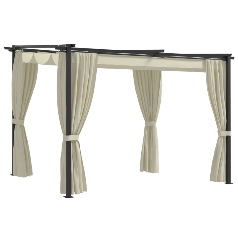 vidaXL Cenador con cortinas acero color crema 3x3 m vidaXL Cenador con cortinas acero color crema 3x3 m
