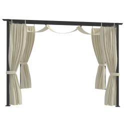 vidaXL Cenador con cortinas acero color crema 3x3 m