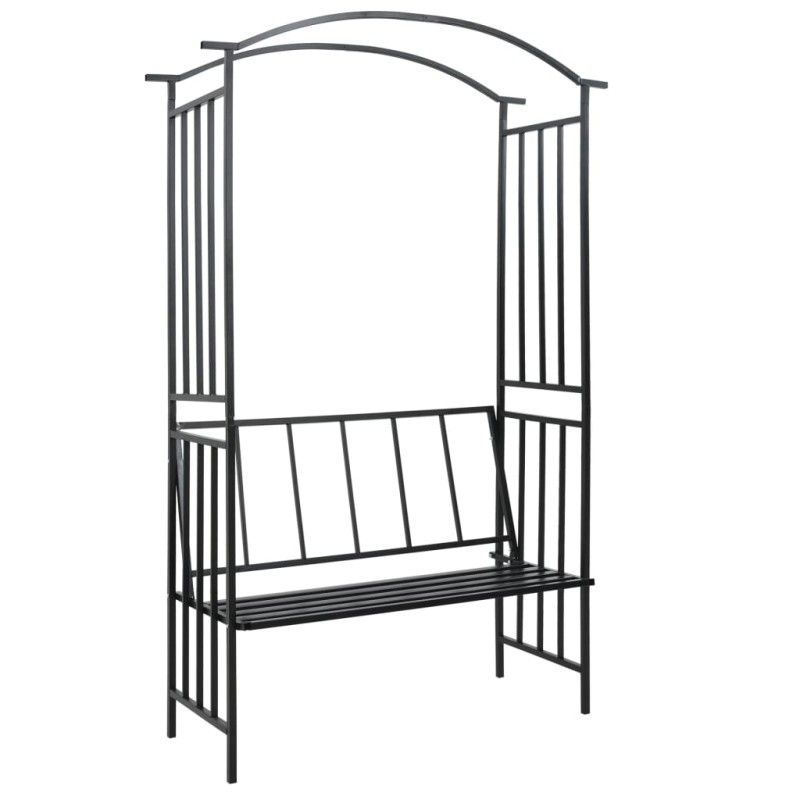 vidaXL Arco de jardín con banco hierro negro 128x50x207 cm vidaXL Arco de jardín con banco hierro negro 128x50x207 cm