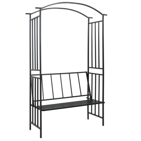 vidaXL Arco de jardín con banco hierro negro 128x50x207 cm 