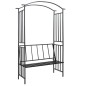 vidaXL Arco de jardín con banco hierro negro 128x50x207 cm vidaXL Arco de jardín con banco hierro negro 128x50x207 cm