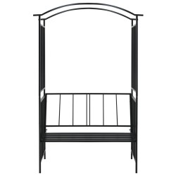 vidaXL Arco de jardín con banco hierro negro 128x50x207 cm 