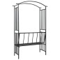 vidaXL Arco de jardín con banco hierro negro 128x50x207 cm vidaXL Arco de jardín con banco hierro negro 128x50x207 cm