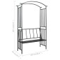 vidaXL Arco de jardín con banco hierro negro 128x50x207 cm vidaXL Arco de jardín con banco hierro negro 128x50x207 cm
