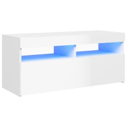 vidaXL Mueble de TV con luces LED blanco brillante 90x35x40 cm