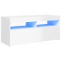 vidaXL Mueble de TV con luces LED blanco brillante 90x35x40 cm vidaXL Mueble de TV con luces LED blanco brillante 90x35x40 cm
