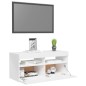 vidaXL Mueble de TV con luces LED blanco brillante 90x35x40 cm vidaXL Mueble de TV con luces LED blanco brillante 90x35x40 cm