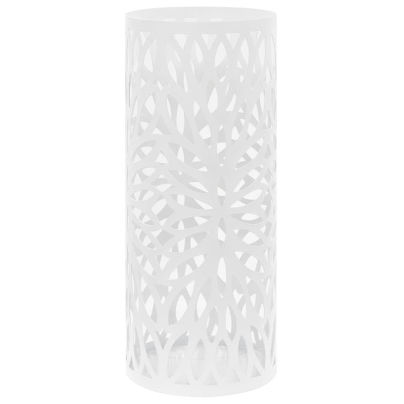 vidaXL Paragüero diseño de hojas acero blanco vidaXL Paragüero diseño de hojas acero blanco