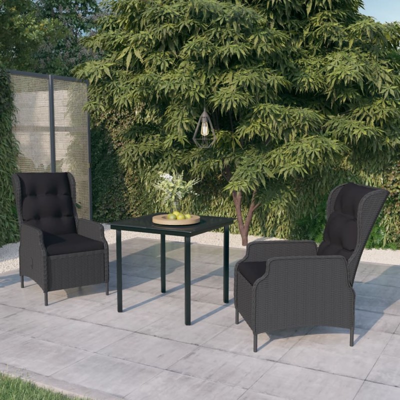 vidaXL Juego de comedor de jardín 3 piezas gris oscuro vidaXL Juego de comedor de jardín 3 piezas gris oscuro