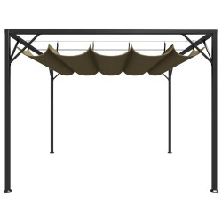 vidaXL Cenador de jardín con techo retráctil gris taupe 3x3m 180 g/m²