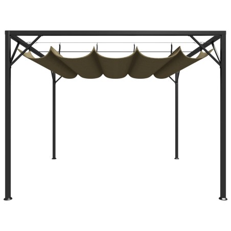 vidaXL Cenador de jardín con techo retráctil gris taupe 3x3m 180 g/m²