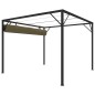 vidaXL Cenador de jardín con techo retráctil gris taupe 3x3m 180 g/m² vidaXL Cenador de jardín con techo retráctil gris taupe 3x3m 180 g/m²