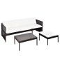 vidaXL Set muebles de jardín 3 pzas y cojines ratán sintético marrón vidaXL Set muebles de jardín 3 pzas y cojines ratán sintético marrón