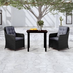 vidaXL Juego de comedor para jardín 3 piezas negro