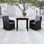 vidaXL Juego de comedor para jardín 3 piezas negro