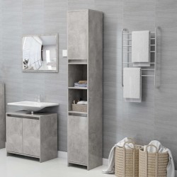 vidaXL Armario de baño contrachapada gris hormigón 30x30x183,5 cm