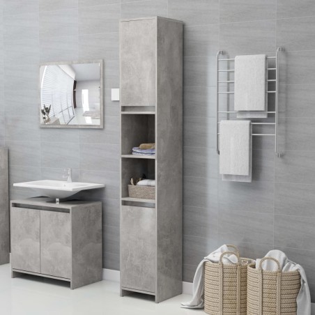 vidaXL Armario de baño contrachapada gris hormigón 30x30x183,5 cm