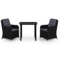 vidaXL Juego de comedor para jardín 3 piezas negro