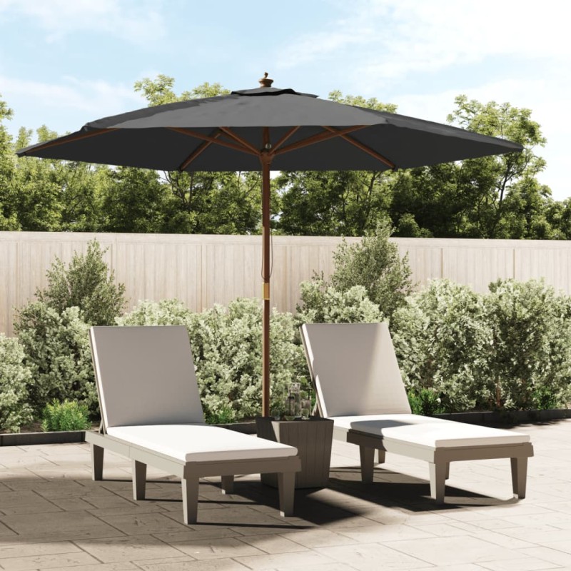 vidaXL Sombrilla jardín con poste de madera gris antracita 299x240 cm