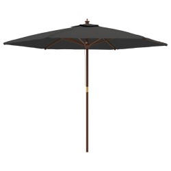 vidaXL Sombrilla jardín con poste de madera gris antracita 299x240 cm