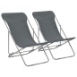 vidaXL Sillas de playa plegables 2 unidades acero y tela oxford gris vidaXL Sillas de playa plegables 2 unidades acero y tela oxford gris