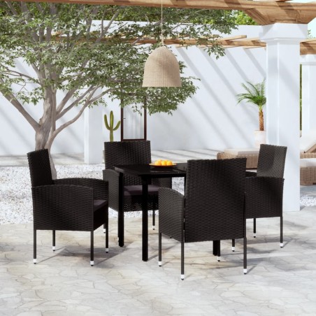 vidaXL Juego de comedor para jardín 5 piezas negro