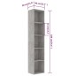 vidaXL Estantería madera contrachapada gris hormigón 40x30x189 cm vidaXL Estantería madera contrachapada gris hormigón 40x30x189 cm