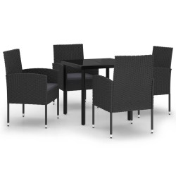 vidaXL Juego de comedor para jardín 5 piezas negro