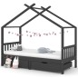 vidaXL Estructura de cama infantil y cajones madera pino gris 90x200cm vidaXL Estructura de cama infantil y cajones madera pino gris 90x200cm