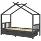 vidaXL Estructura de cama infantil y cajones madera pino gris 90x200cm vidaXL Estructura de cama infantil y cajones madera pino gris 90x200cm
