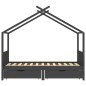vidaXL Estructura de cama infantil y cajones madera pino gris 90x200cm vidaXL Estructura de cama infantil y cajones madera pino gris 90x200cm