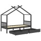 vidaXL Estructura de cama infantil y cajones madera pino gris 90x200cm vidaXL Estructura de cama infantil y cajones madera pino gris 90x200cm