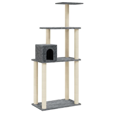 vidaXL Rascador para gatos con postes de sisal gris oscuro 147 cm