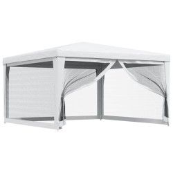 vidaXL Carpa para celebraciones con 4 paredes de malla blanco 4x4 m