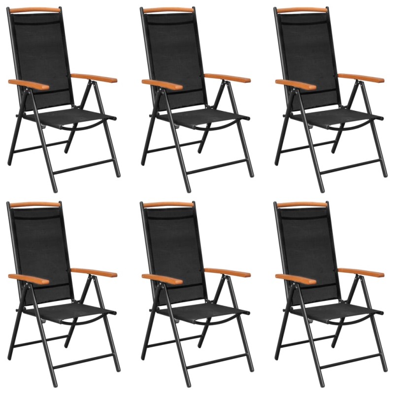 vidaXL Sillas de jardín plegables 6 unidades textilene negro vidaXL Sillas de jardín plegables 6 unidades textilene negro