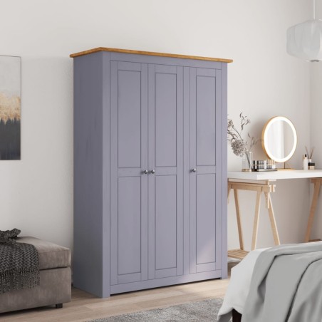 vidaXL Armario 3 puertas madera pino Panamá Range gris 118x50x171,5cm