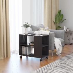 vidaXL Mesa auxiliar madera contrachapada gris brillante 70x35x55 cm