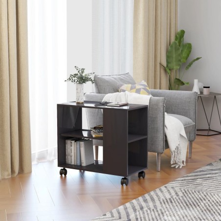 vidaXL Mesa auxiliar madera contrachapada gris brillante 70x35x55 cm