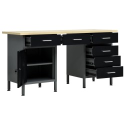 vidaXL Banco de trabajo de acero negro 160x60x85 cm