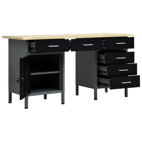 vidaXL Banco de trabajo de acero negro 160x60x85 cm