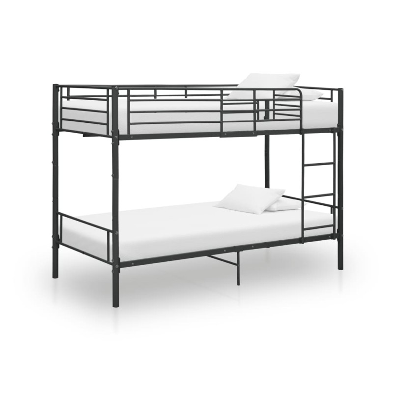 vidaXL Litera de metal negro 90x200 cm vidaXL Litera de metal negro 90x200 cm