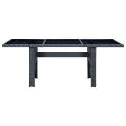 vidaXL Mesa de jardín de ratán sintético y vidrio templado gris oscuro