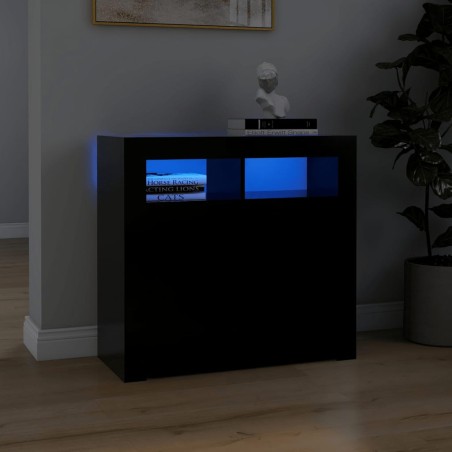 vidaXL Aparador con luces LED negro 80x35x75 cm