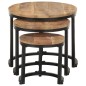 vidaXL Mesitas auxiliares 3 Piezas madera de mango rugosa vidaXL Mesitas auxiliares 3 Piezas madera de mango rugosa