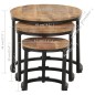 vidaXL Mesitas auxiliares 3 Piezas madera de mango rugosa vidaXL Mesitas auxiliares 3 Piezas madera de mango rugosa