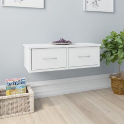 vidaXL Estante cajones pared contrachapada blanco brillo 60x26x18,5cm
