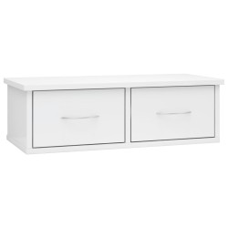 vidaXL Estante cajones pared contrachapada blanco brillo 60x26x18,5cm