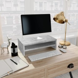 vidaXL Soporte de pantalla madera ingeniería gris hormigón 42x24x13 cm
