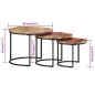 vidaXL Mesas apilables 3 unidades madera rugosa de mango vidaXL Mesas apilables 3 unidades madera rugosa de mango