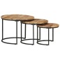 vidaXL Mesas apilables 3 unidades madera rugosa de mango vidaXL Mesas apilables 3 unidades madera rugosa de mango